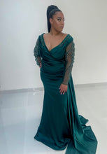 Load image into Gallery viewer, Long sleeve satin Dress
